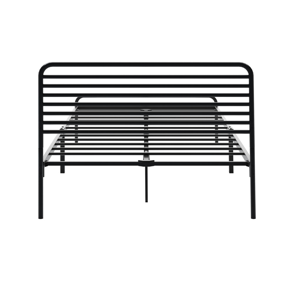 Double/Queen/King Single Metal Bed Frame Railing-style Black