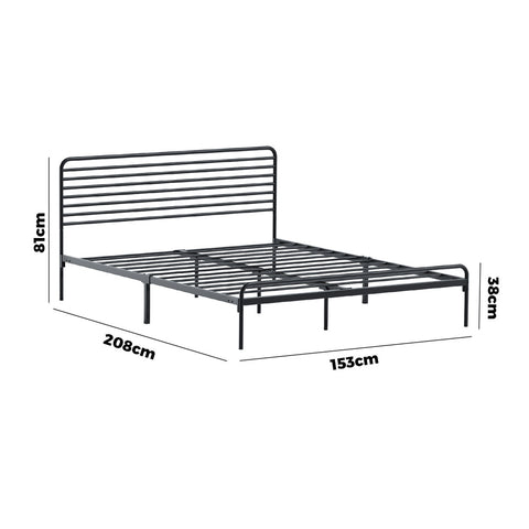 Double/Queen/King Single Metal Bed Frame Railing-style Black