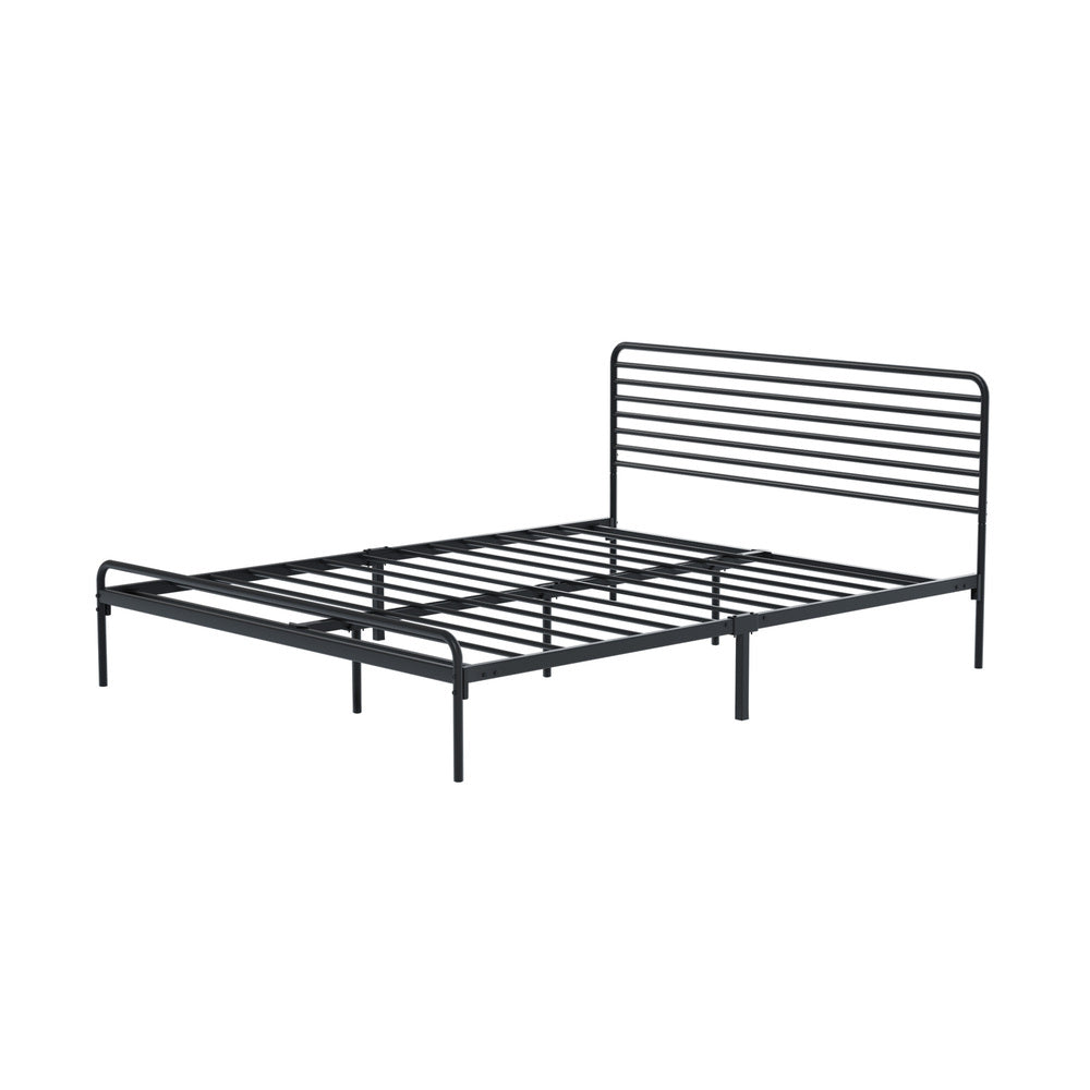 Double/Queen/King Single Metal Bed Frame Railing-style Black