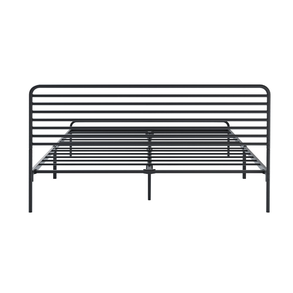 Double/Queen/King Single Metal Bed Frame Railing-style Black