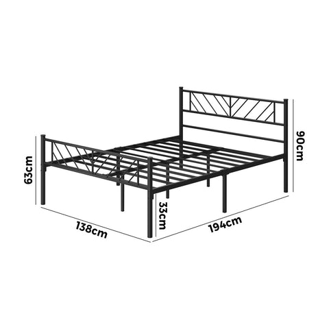 Metal Bed Frame King Single Double Queen Bed Base Platform Black