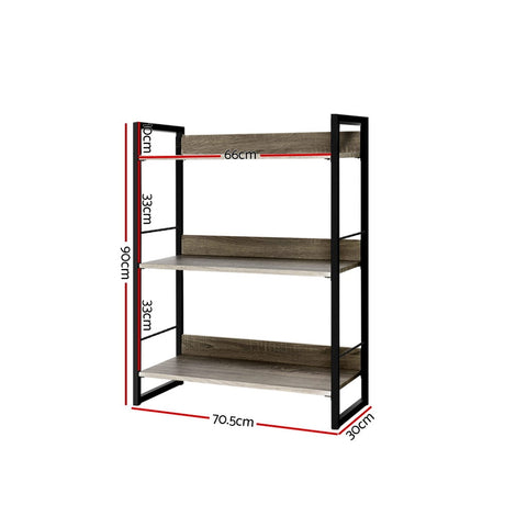 Bookshelf 3 Tiers - Noe Black And Oak