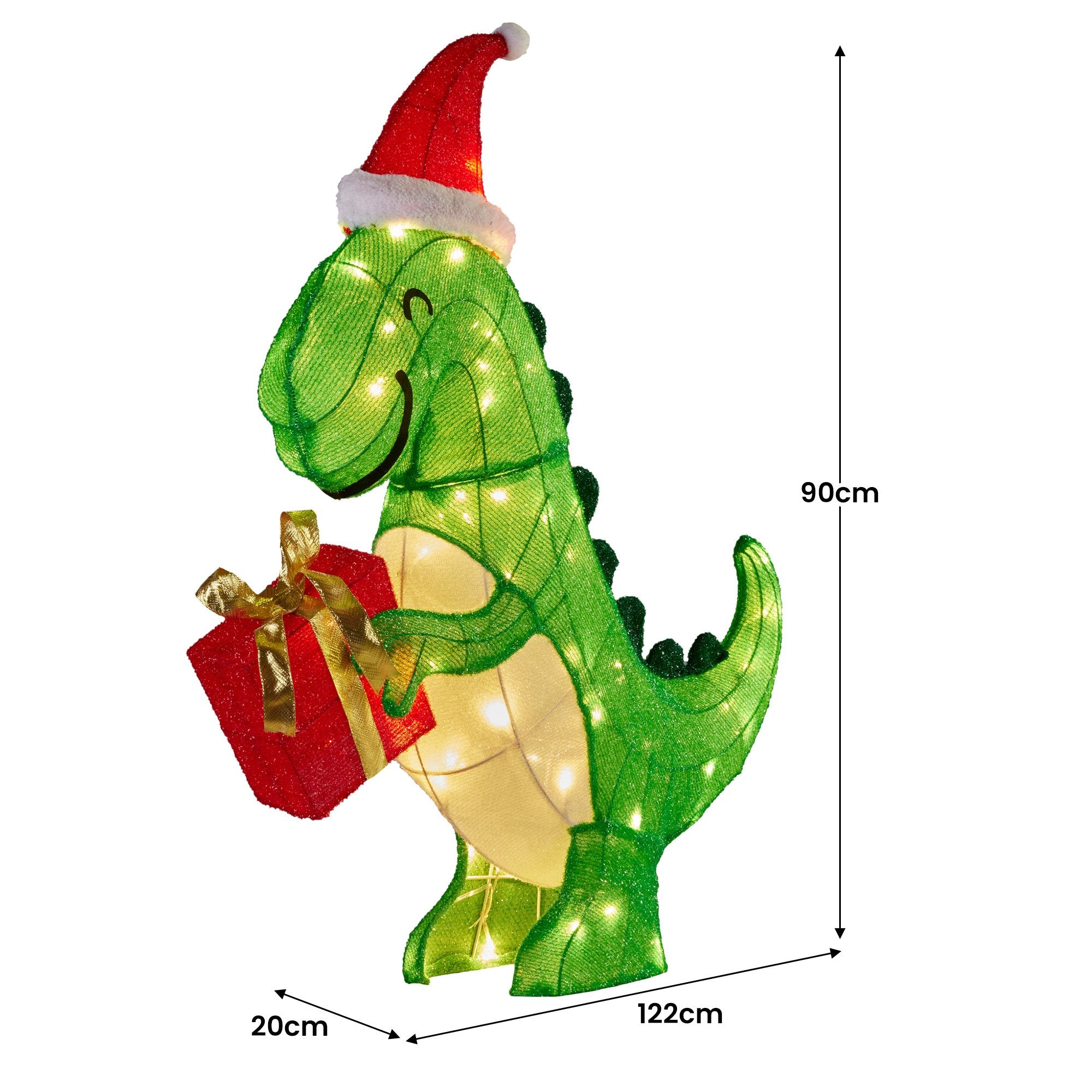 Christmas Dinosaur Display with Lights - 90cm