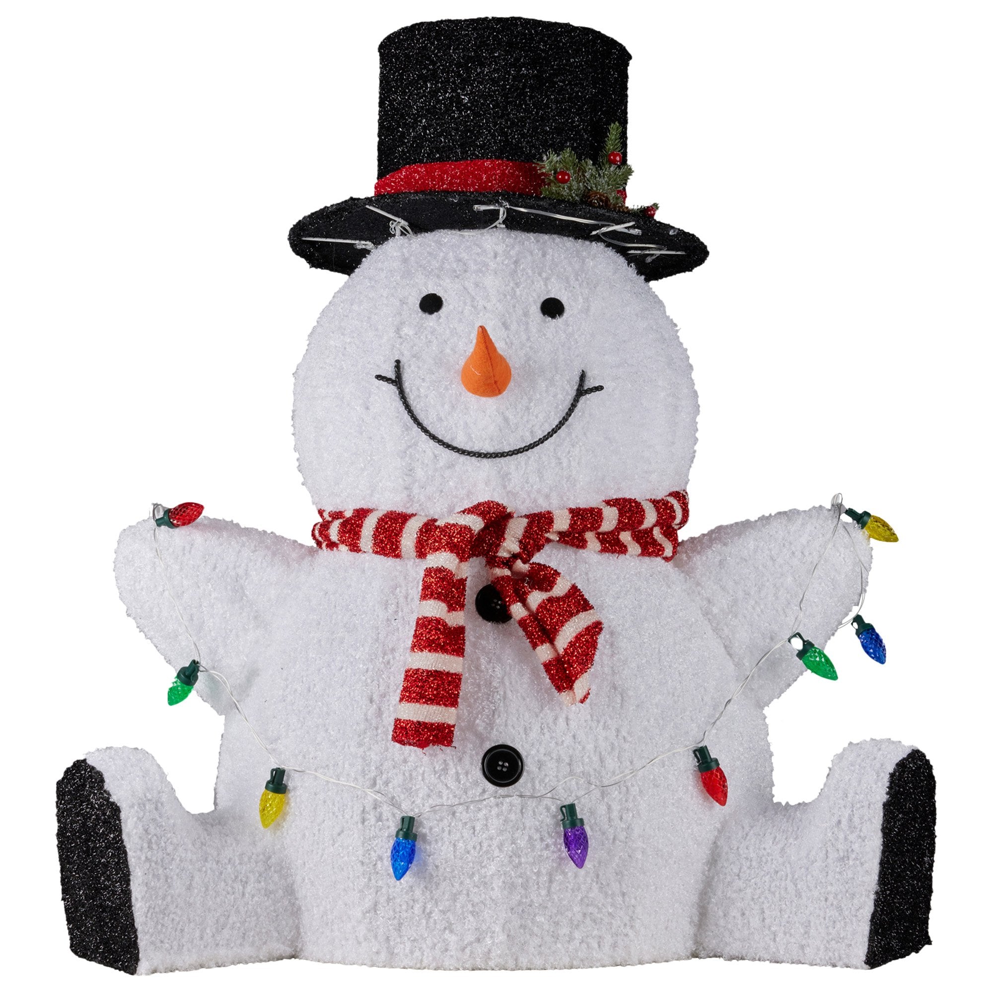 82cm Sitting Snowman Christmas Display with Lights