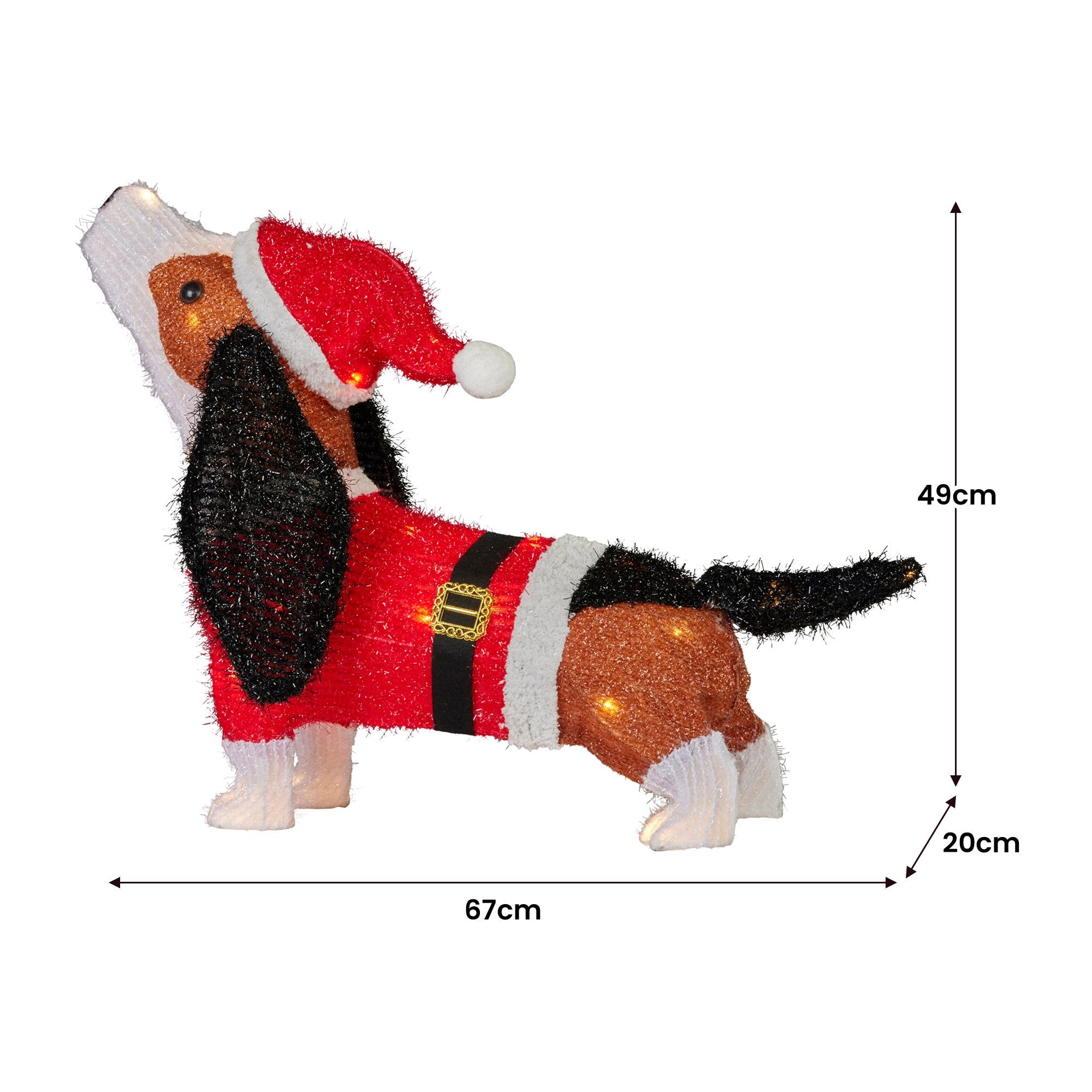 67cm Dachshund Christmas Display Dog with Lights