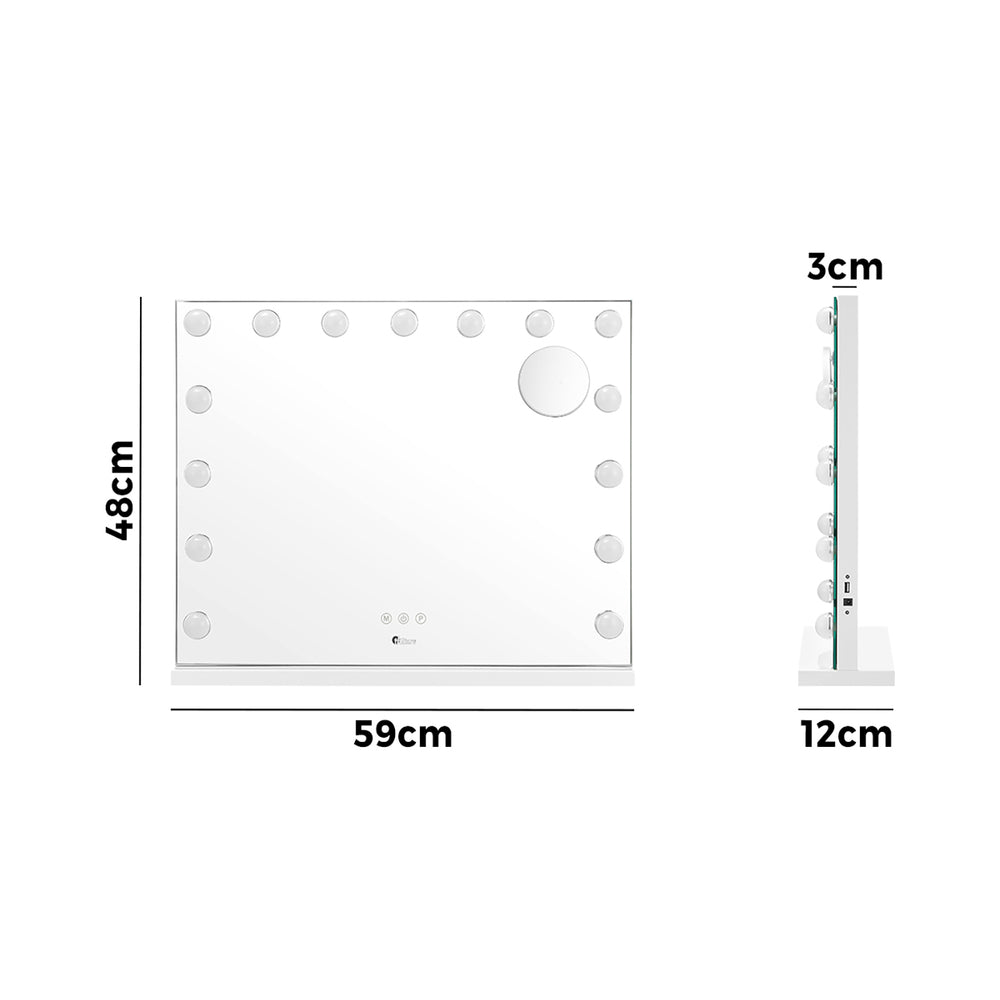 Hollywood Makeup Mirrors Magnifying LED Light Standing Wall Mounted 58x46cm