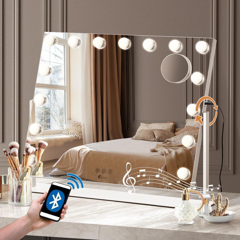 Hollywood Makeup Mirrors LED Lights Bluetooth Rotation Vanity 58x46cm