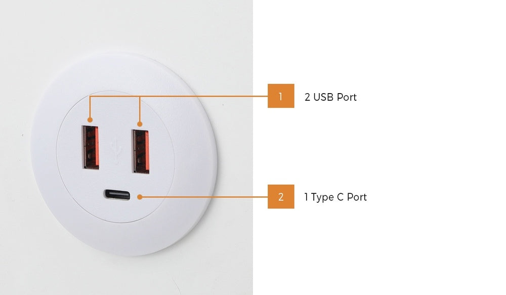 Wooden Makeup Mirror 73x53cm USB Type C Port