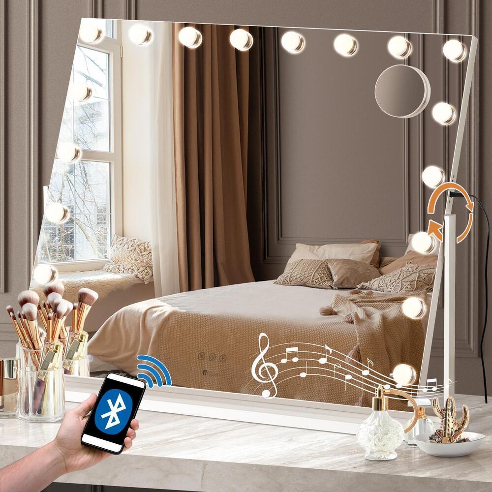 LED Hollywood Mirrors Makeup Rotatable Mirror Magnifying Bluetooth