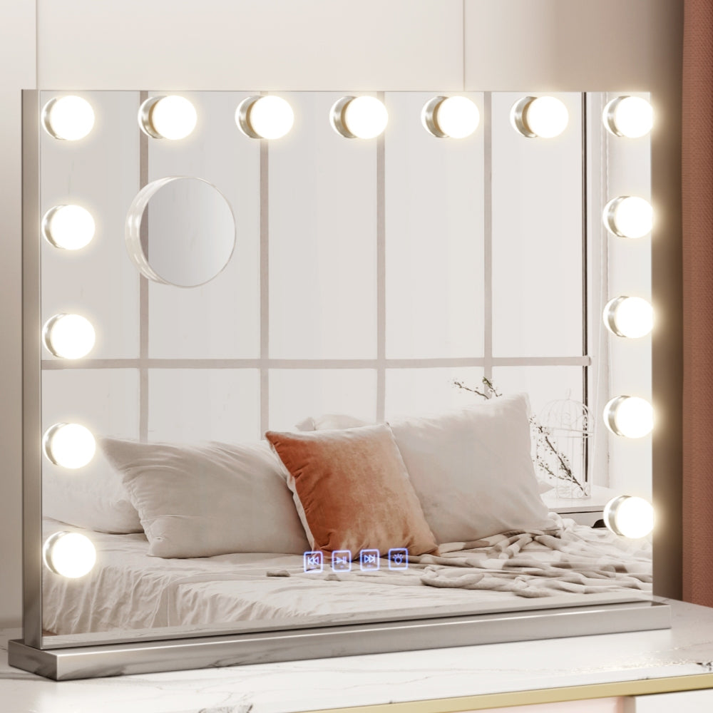 Bluetooth Makeup Mirror 58x46cm Hollywood Vanity with LED Light Wall