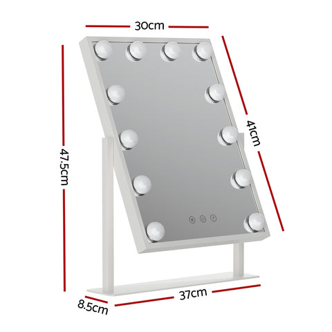 Makeup Mirror 30x41cm Hollywood Vanity with LED Light Rotation Tabletop