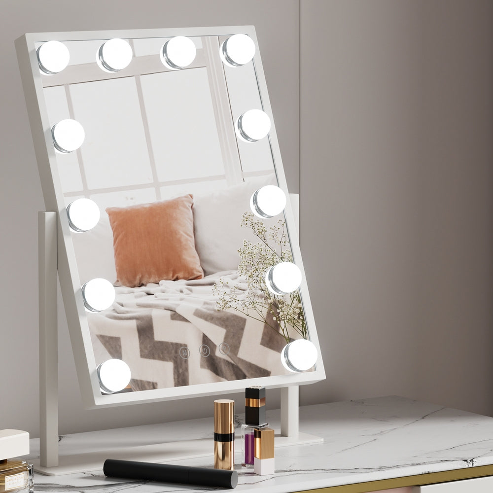 Makeup Mirror 30x41cm Hollywood Vanity with LED Light Rotation Tabletop