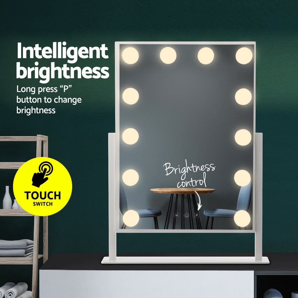 Makeup Mirror 30x41cm Hollywood Vanity with LED Light Rotation Tabletop