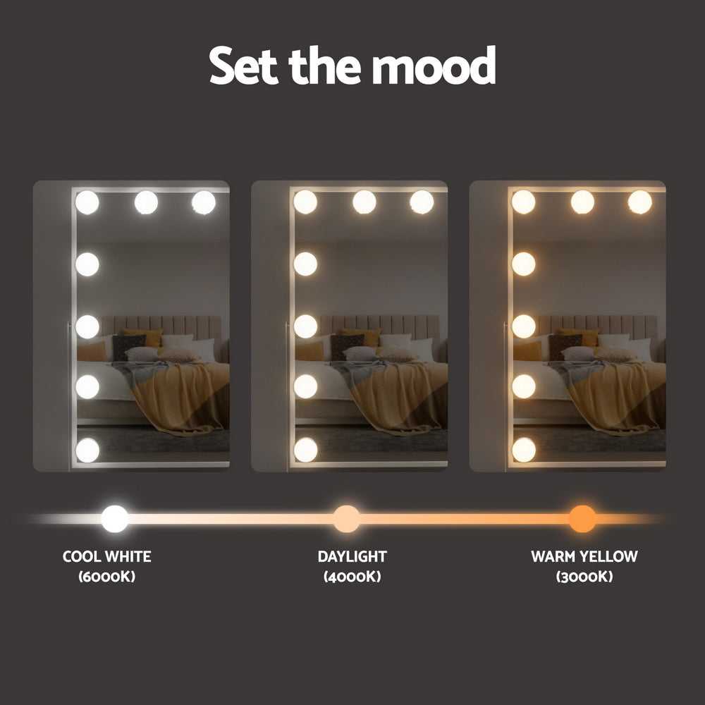 Bluetooth Makeup Mirror 30x40cm Hollywood Vanity with LED Light White