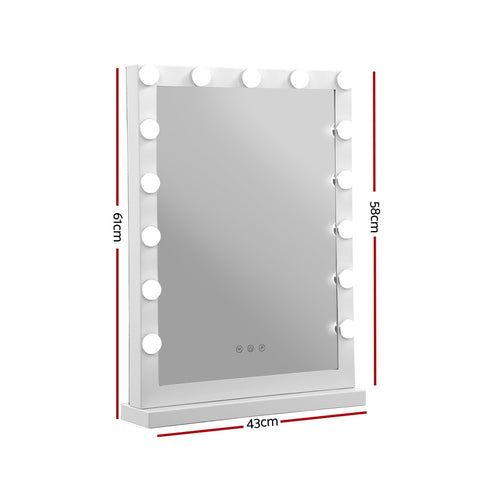 Makeup Mirror 43x61cm Hollywood Vanity with LED Light Tabletop White