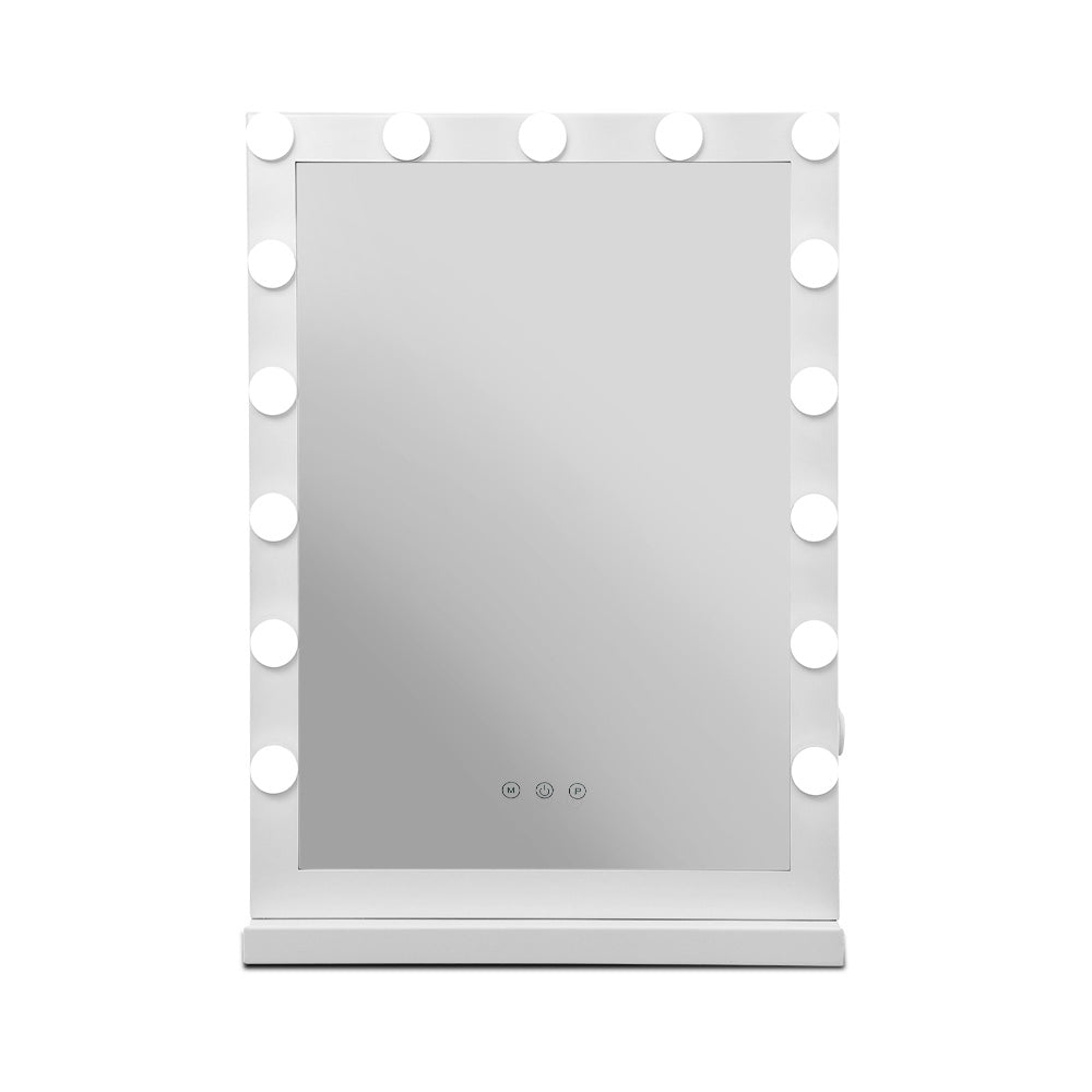 Makeup Mirror 43x61cm Hollywood Vanity with LED Light Tabletop White