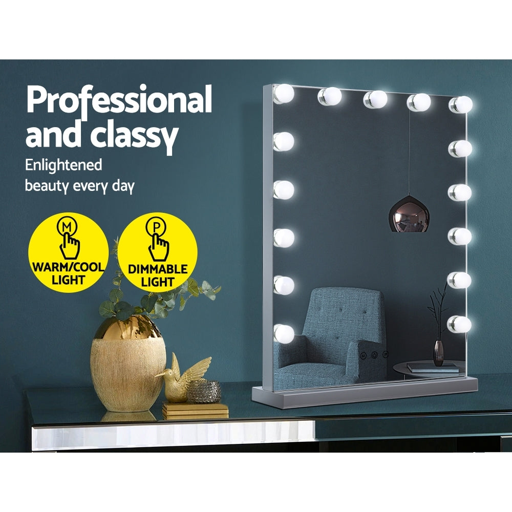 Makeup Mirror 43x61cm Hollywood Vanity with LED Light Tabletop Wall