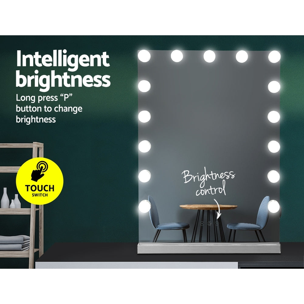 Makeup Mirror 43x61cm Hollywood Vanity with LED Light Tabletop Wall