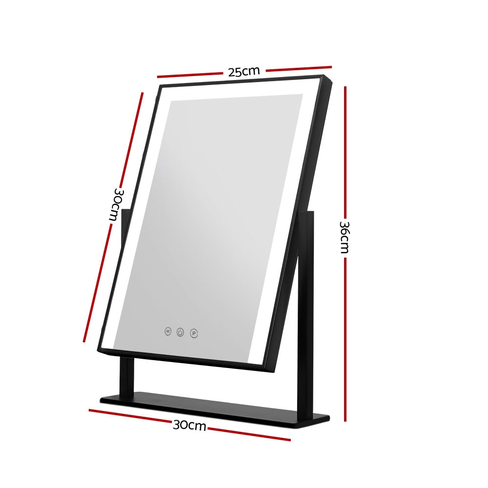 Makeup Mirror 25x30cm Hollywood Vanity with LED Light Rotation Black