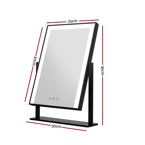 Makeup Mirror 25x30cm Hollywood Vanity with LED Light Rotation Black