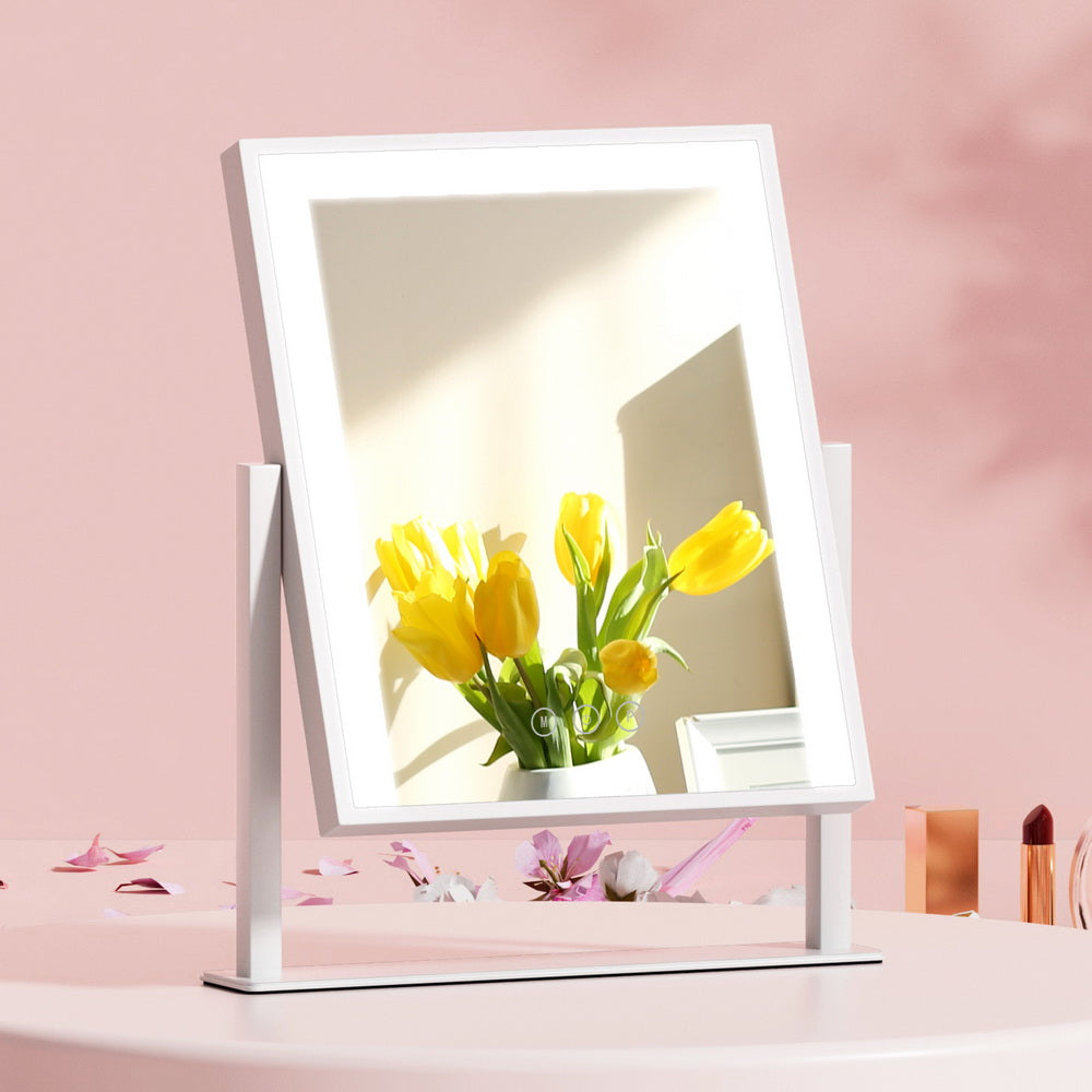 Makeup Mirror 25x30cm Hollywood Vanity with LED Light Rotation White