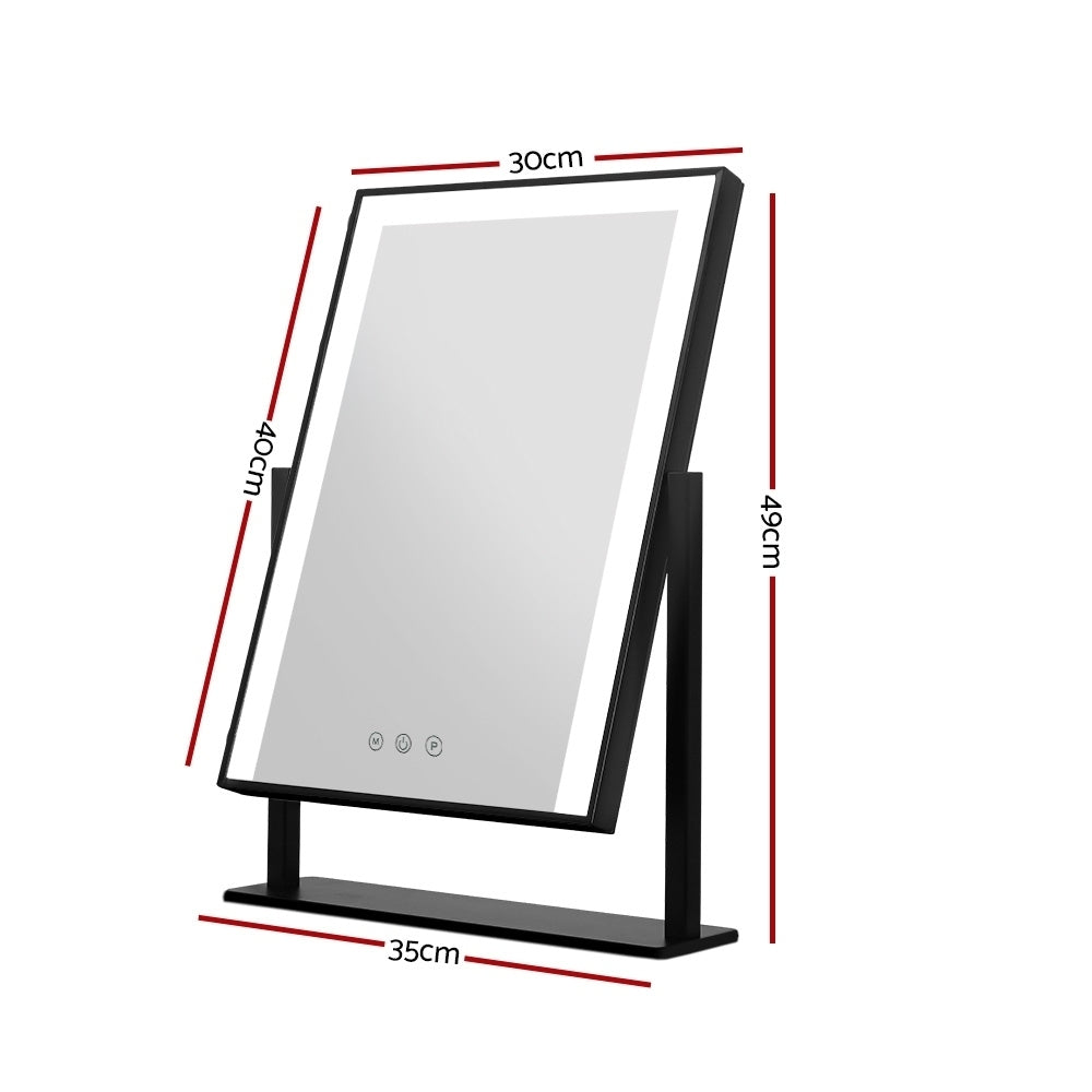 Makeup Mirror 30x40cm Hollywood Vanity with LED Light Rotation Black