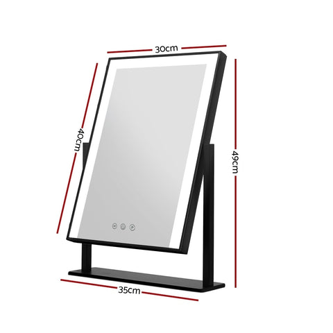 Makeup Mirror 30x40cm Hollywood Vanity with LED Light Rotation Black