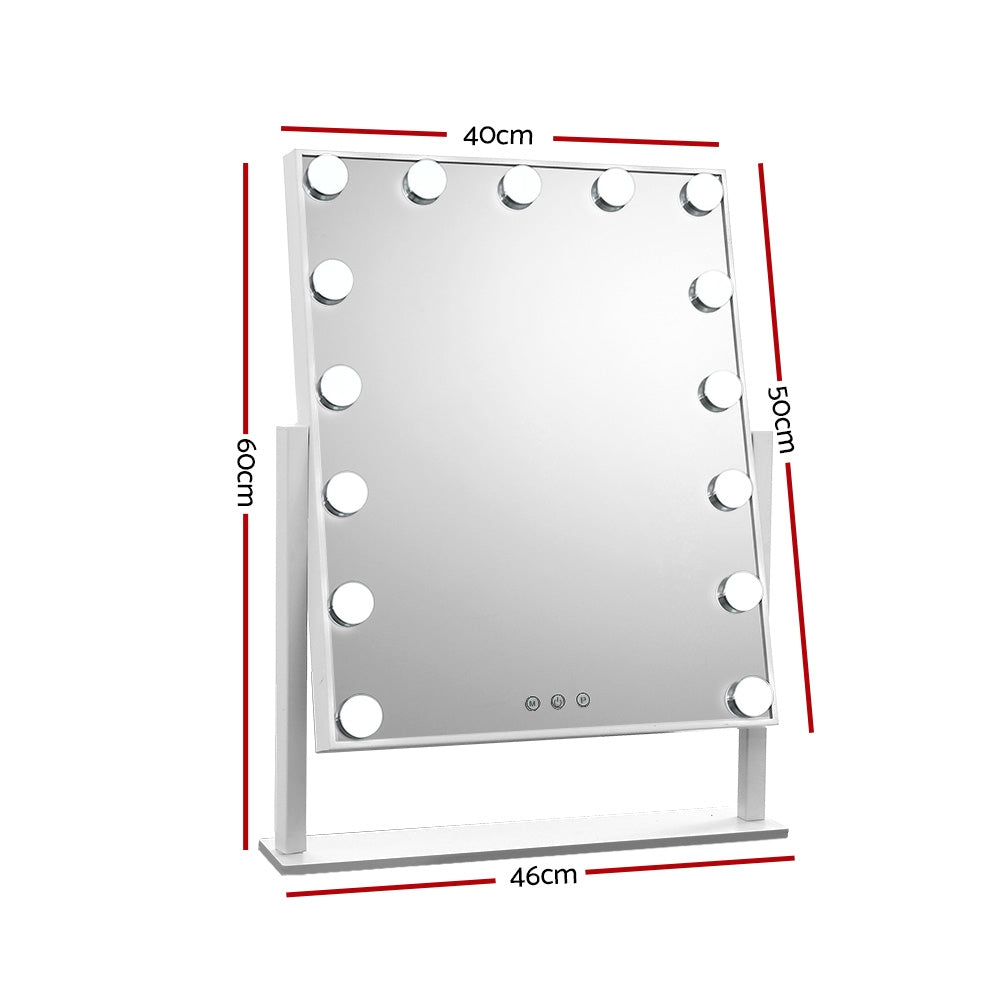 Makeup Mirror 40x50cm Hollywood Vanity with LED Light Rotation Tabletop