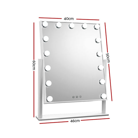 Makeup Mirror 40x50cm Hollywood Vanity with LED Light Rotation Tabletop