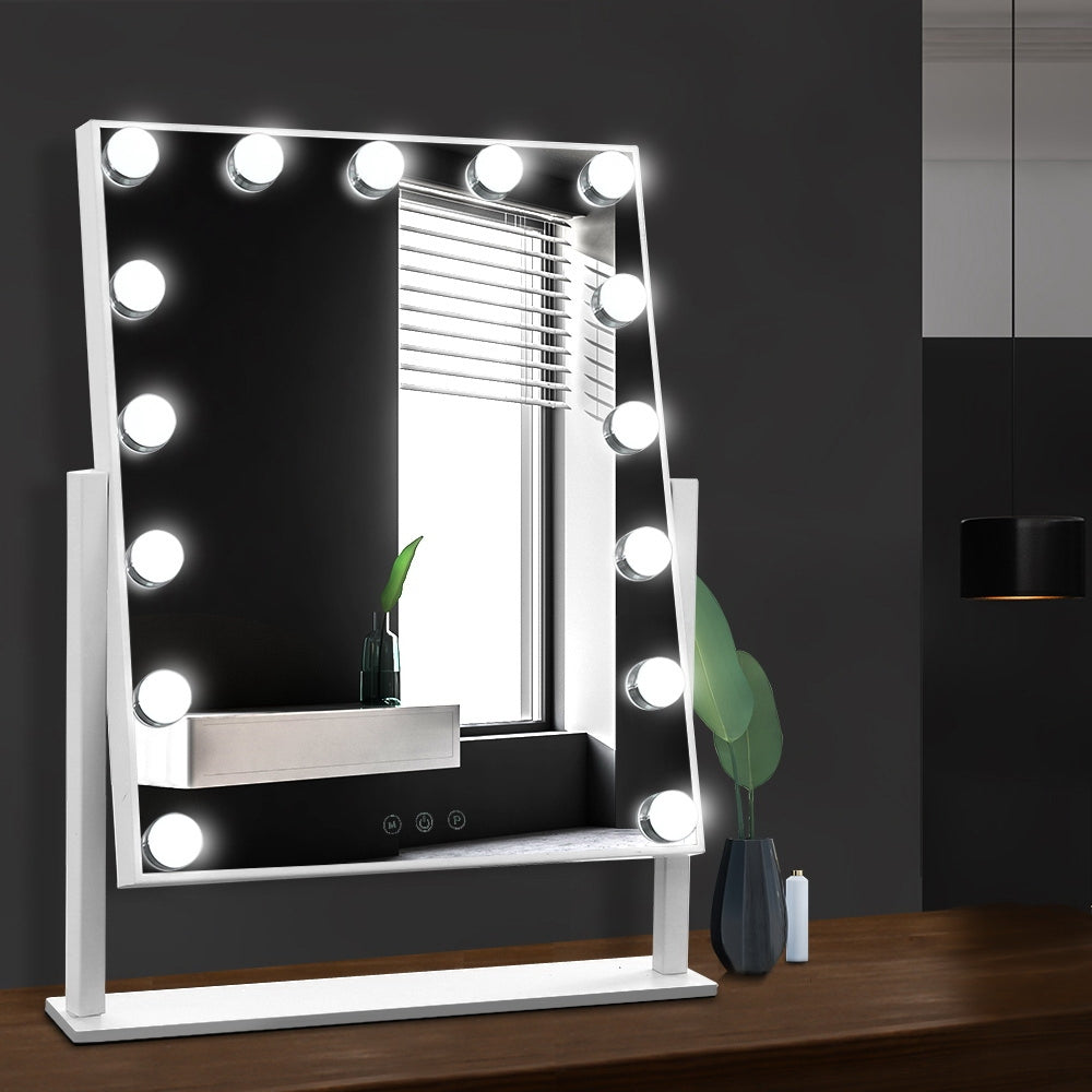 Makeup Mirror 40x50cm Hollywood Vanity with LED Light Rotation Tabletop