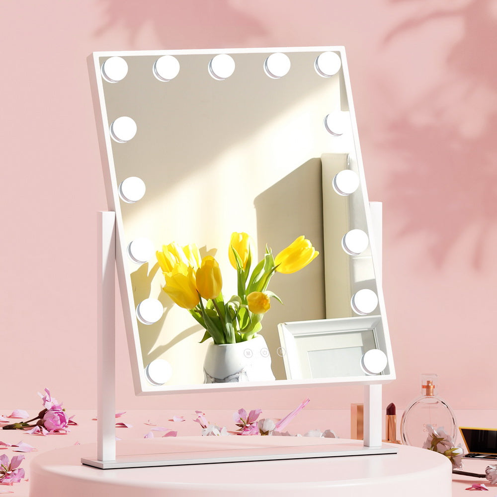 Makeup Mirror 40x50cm Hollywood Vanity with LED Light Rotation Tabletop