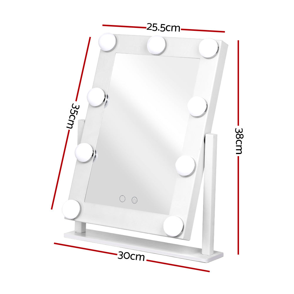 Makeup Mirror 30x38cm Hollywood Vanity with LED Light Rotation Tabletop