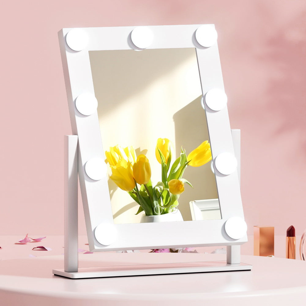 Makeup Mirror 30x38cm Hollywood Vanity with LED Light Rotation Tabletop