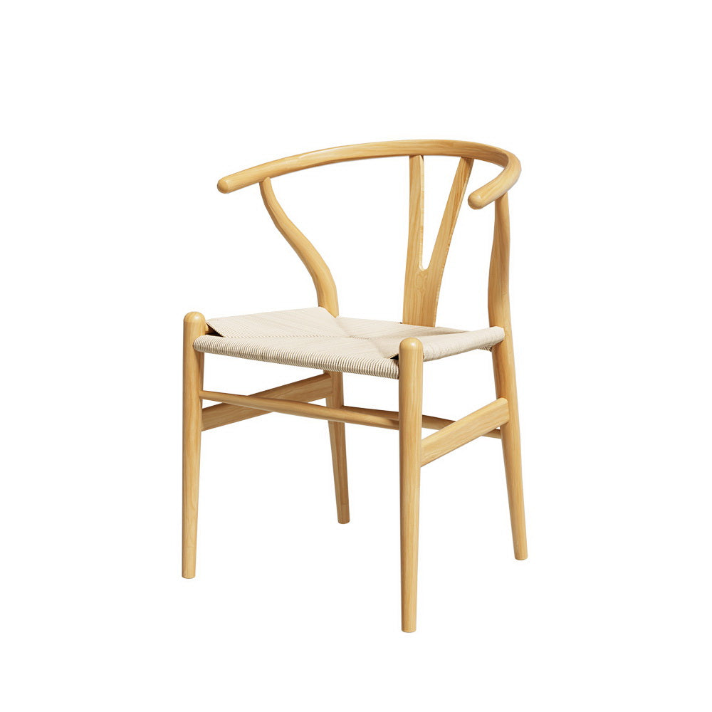 Dining Chair Wooden Rattan Seat Wishbone Back