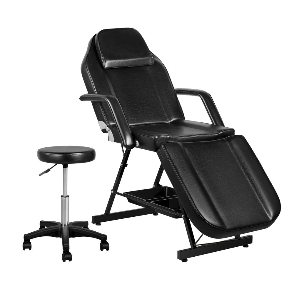 Massage Table Adjustable Salon Bed Chair 3-Fold Black