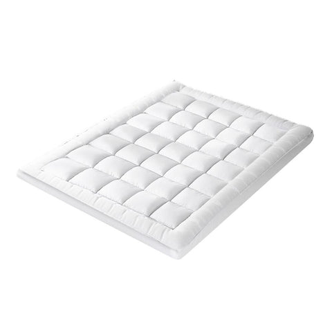 Revitalize Your Sleep with the Queen Microfiber Pillowtop Protector Underlay Pad-White\Charcoal