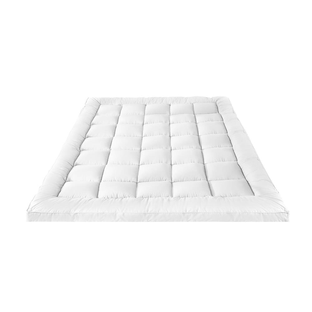 Revitalize Your Sleep with the Queen Microfiber Pillowtop Protector Underlay Pad-White\Charcoal