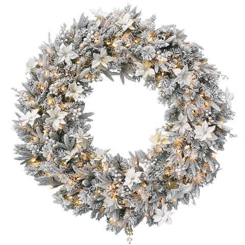 Frosted Colonial Pre-Lit Christmas Wreath - 122cm