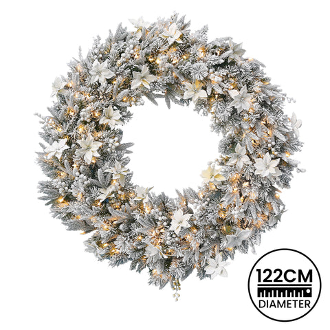 Frosted Colonial Pre-Lit Christmas Wreath - 122cm