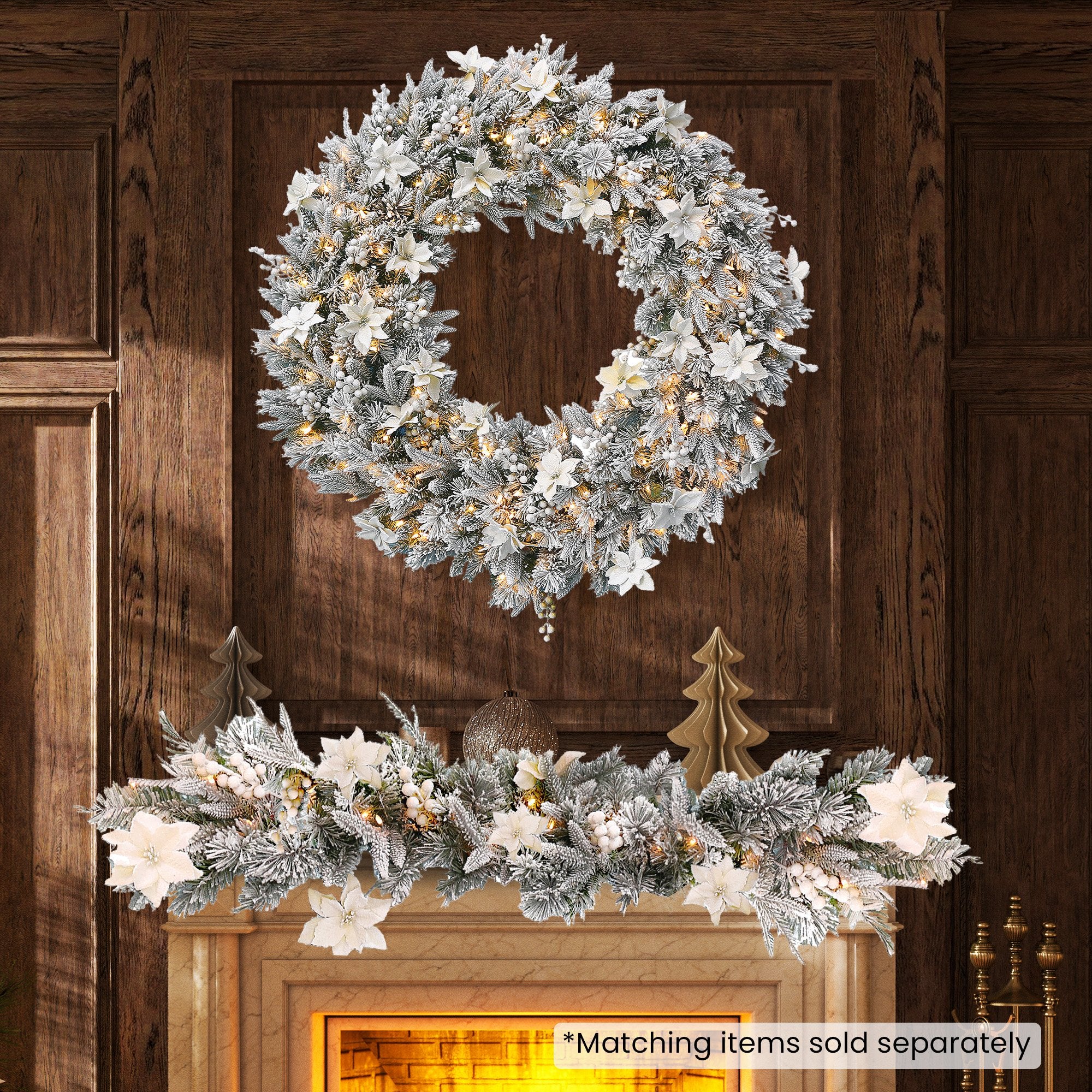 Frosted Colonial Pre-Lit Christmas Wreath - 122cm