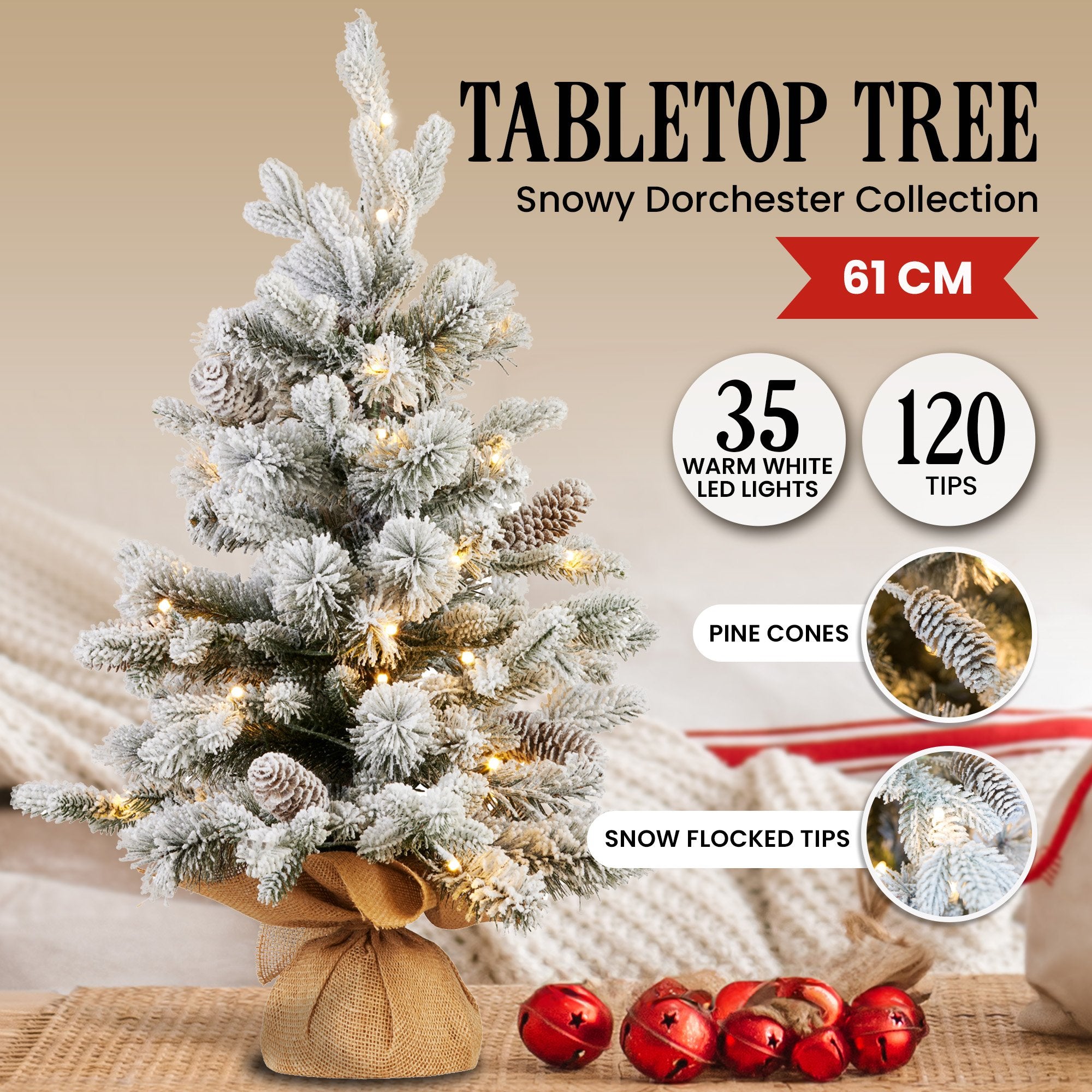 61cm Snowy Dorchester Tabletop Christmas Tree