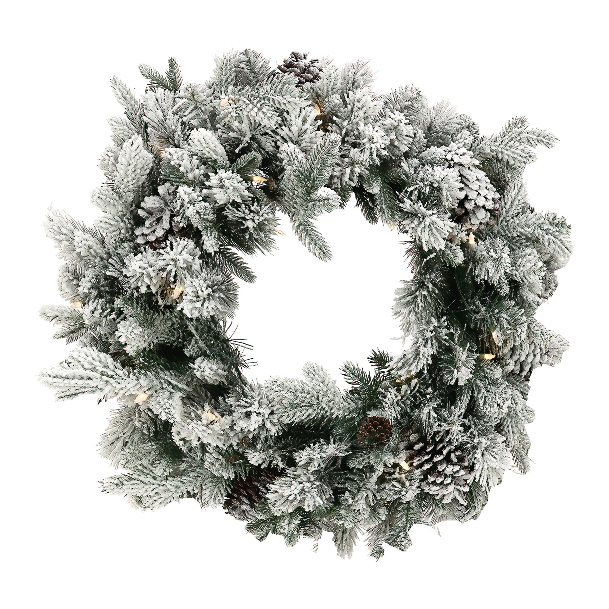 Christmas Wreath with Lights - 61cm Snowy Dorchester