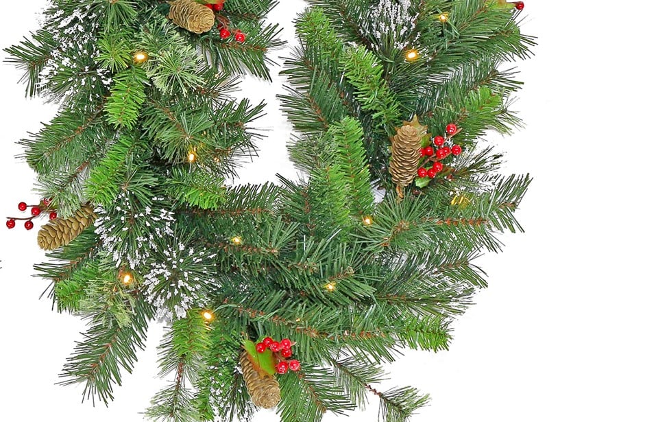 Christmas Garland with Lights - Battery Operated 274cm Wintry Pine