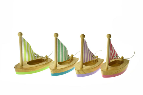 Calm & Breezy Wooden Small Sailboat Set Of 4