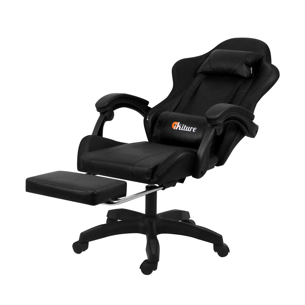 Gaming Chair 7 RGB LED 8 Points Massage Racing Recliner Office Computer Black