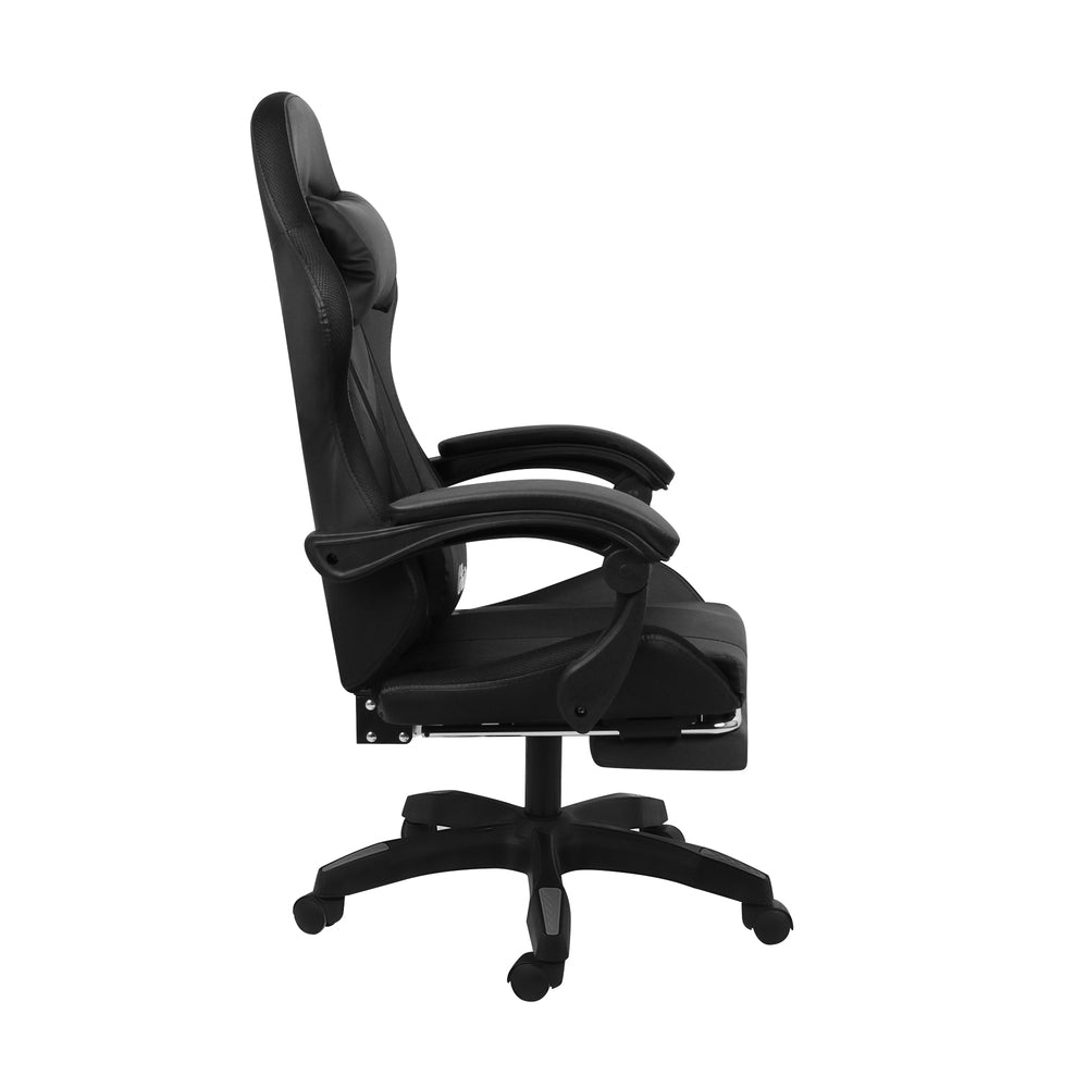 Gaming Chair 7 RGB LED 8 Points Massage Racing Recliner Office Computer Black