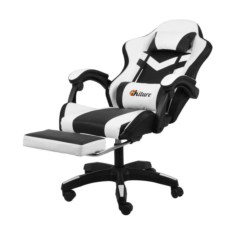 Gaming Chair 7 RGB LED 8 Points Massage Racing Recliner Office Computer Black