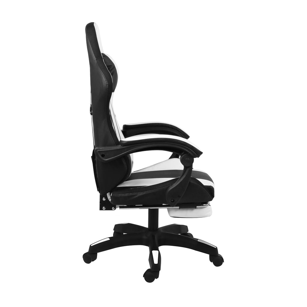 Gaming Chair 7 RGB LED 8 Points Massage Racing Recliner Office Computer Black