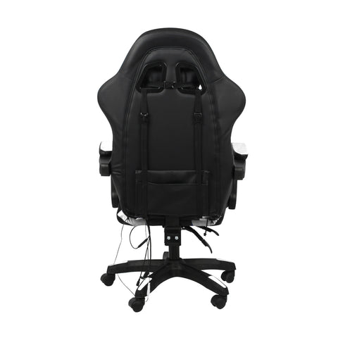 Gaming Chair 7 RGB LED 8 Points Massage Racing Recliner Office Computer Black