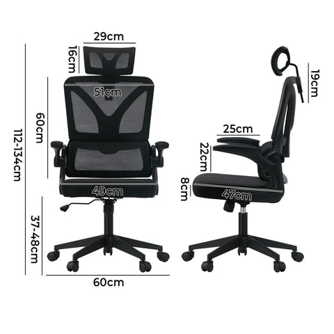 Mesh Office Chair D-Shape Back Support Black